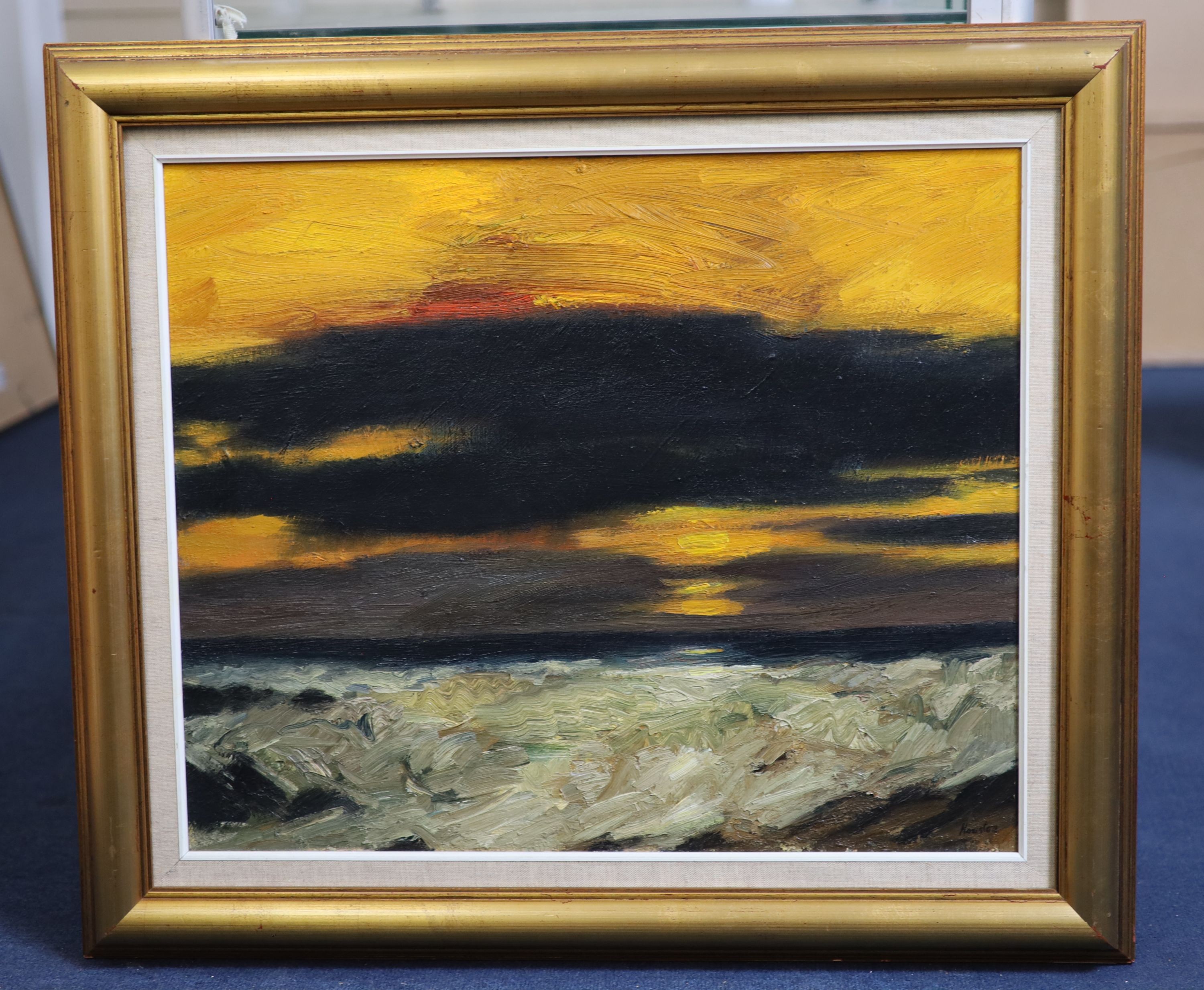 John Houston (1930-2008), Stormy Sea, Evening, 1986, Oil on canvas, 51 x 61cm.
